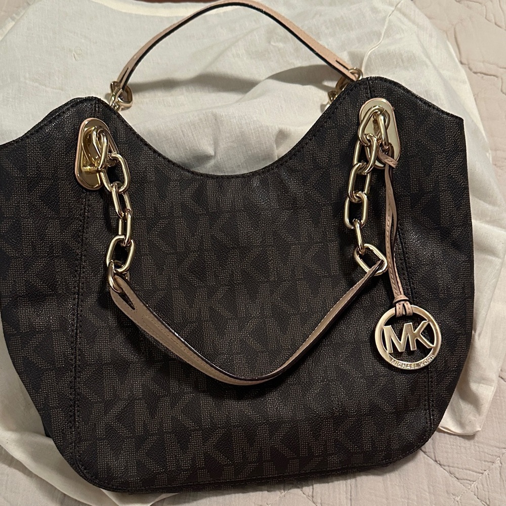 Michael Kors Brown and Gold Shoulder Bag